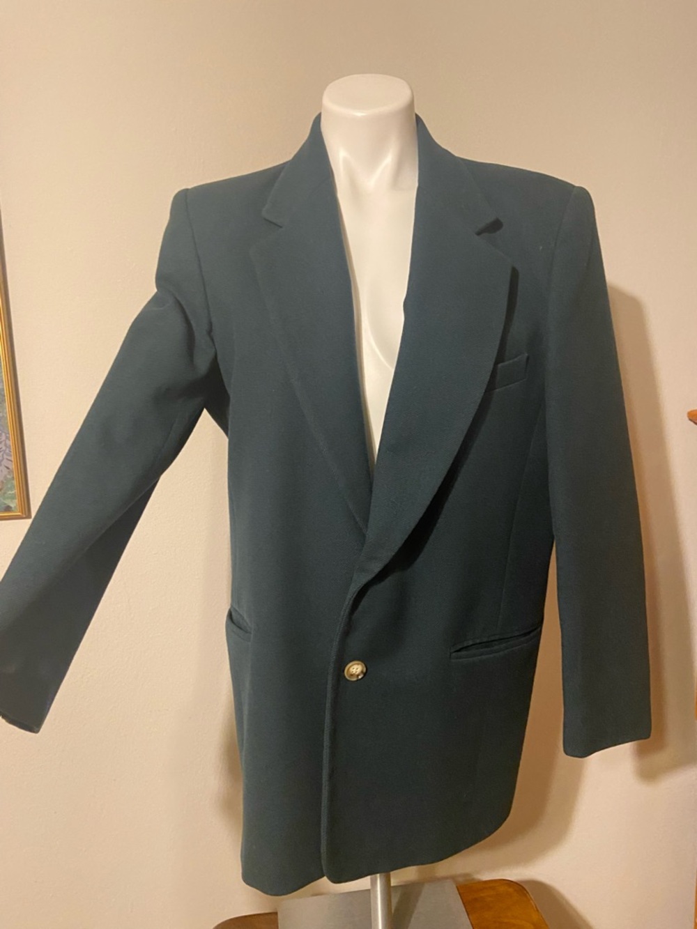 Women’s Deep Teal Single-Breasted Blazer with Gold Button